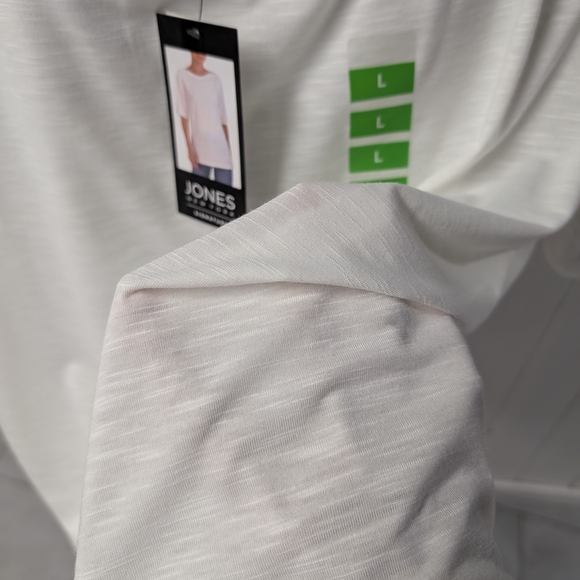 Jones New York White Tee With Button Detail, Relaxed Fit Women Size L - Picture 15 of 16